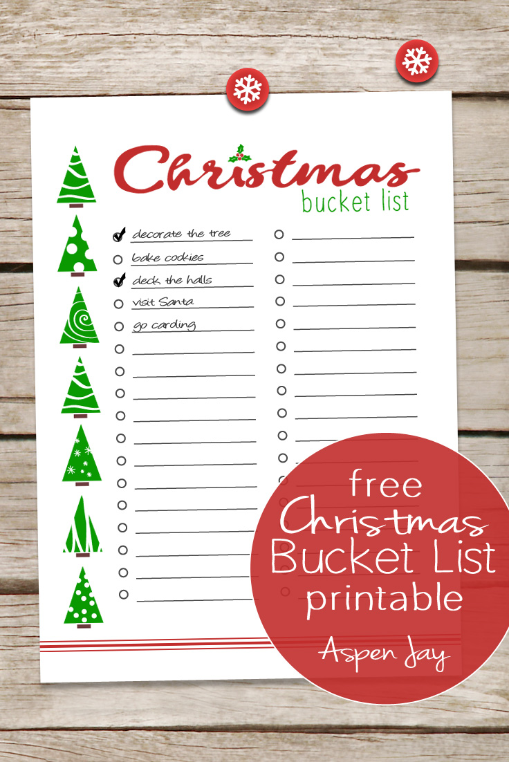 Christmas Bucket List Printable Aspen Jay