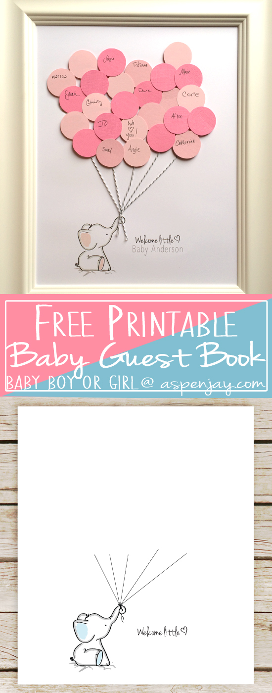 Elephant Baby Shower Guest Book Printable Aspen Jay