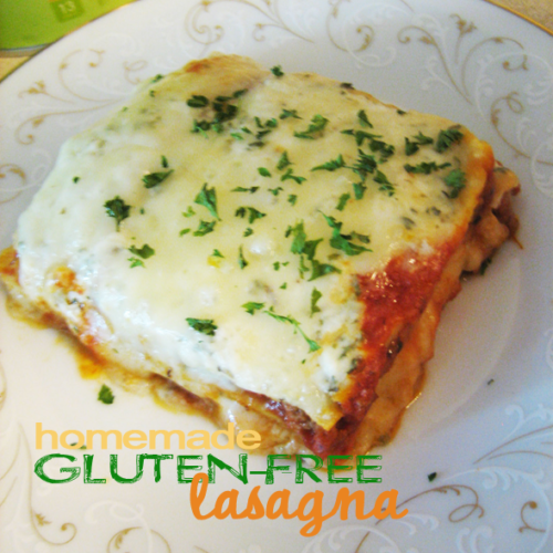 Homemade gluten-free lasagna made with turkey and ricotta from scratch