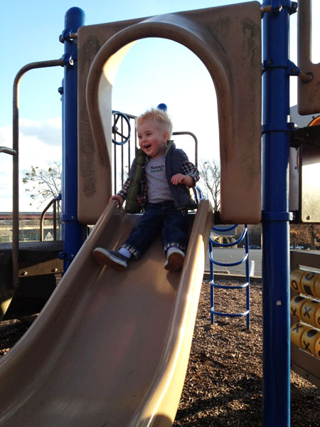 little man on the slide
