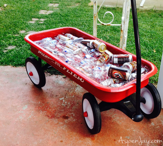Backyard BBQ Party- serve the drinks in a red wagon- genius!