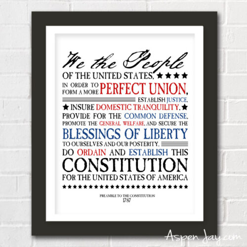 FREE 4th of July Printable – Preamble to the Constitution