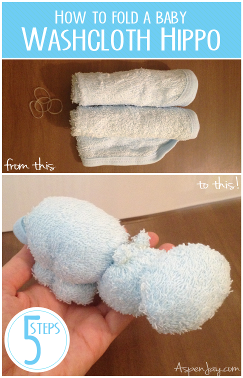 How to make a baby washcloth hippo in just 5 easy steps. These are so adorable and tiny!