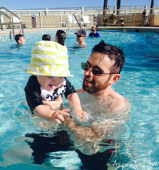 swimming with baby