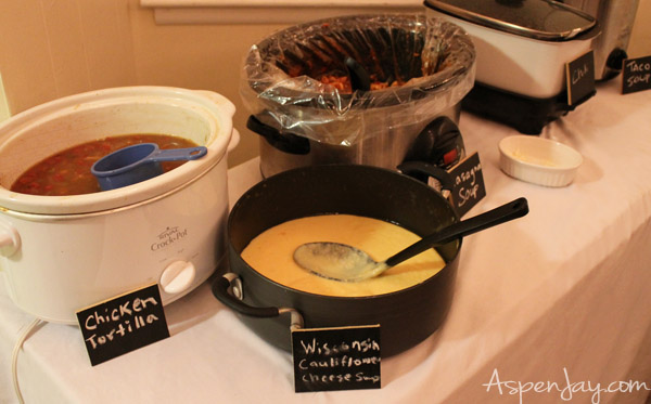 Soup Party with chalkboard labels- love this!