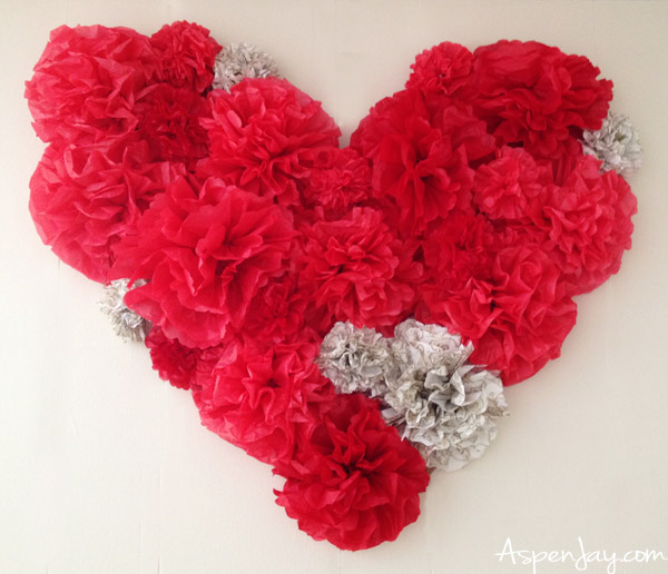How to throw a Valentines Dance Party-giant heart made out of tissue paper and cardboard- LOVE it!