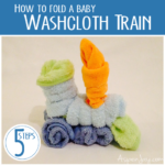 How to fold a washcloth train. This would be so cute for a baby shower! LOTS of pictures in this tutorial which makes it very easy to understand.