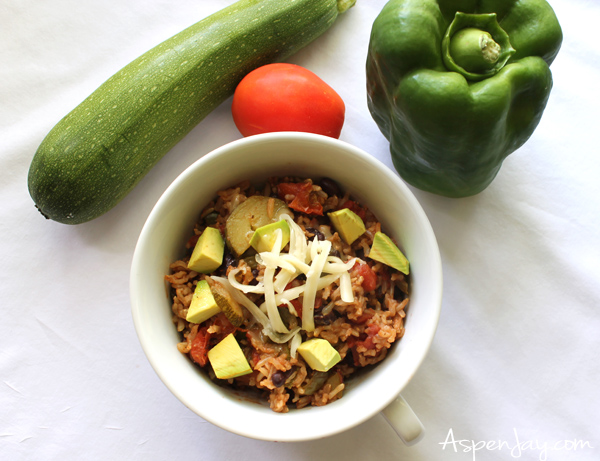 veggie rice bean skillet. Healthy and simple to make, my kids even like it!