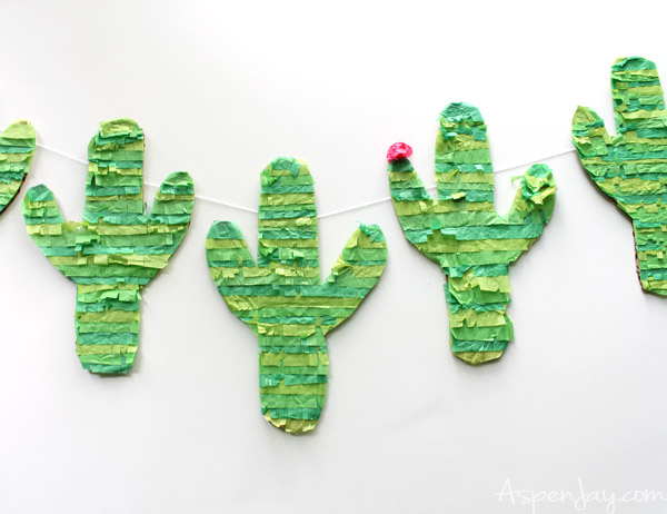 Super cute DIY Cactus Pinata Banner. And I already have everything on hand!!!