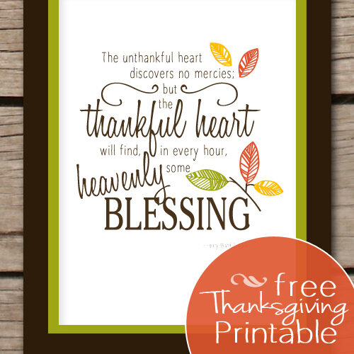 Free Thankful Printable to Adorn Your Thanksgiving Mantel