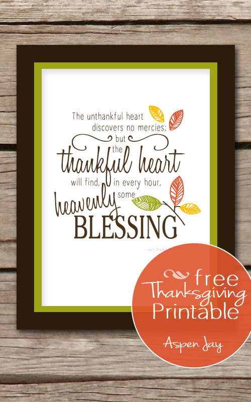 Free Thankful Printable Aspen Jay