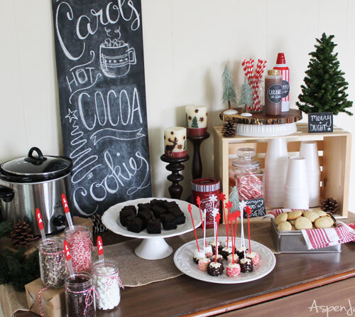 Rustic Hot Chocolate Bar at a Caroling Party. So Fun! I need to plan one next year!