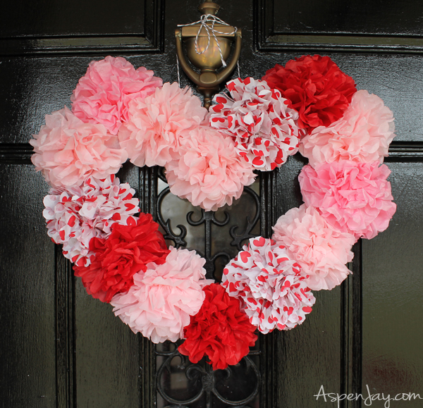 Tissue Paper Flower Valentine's Day Wreath - Easy Valentines Day Decor!