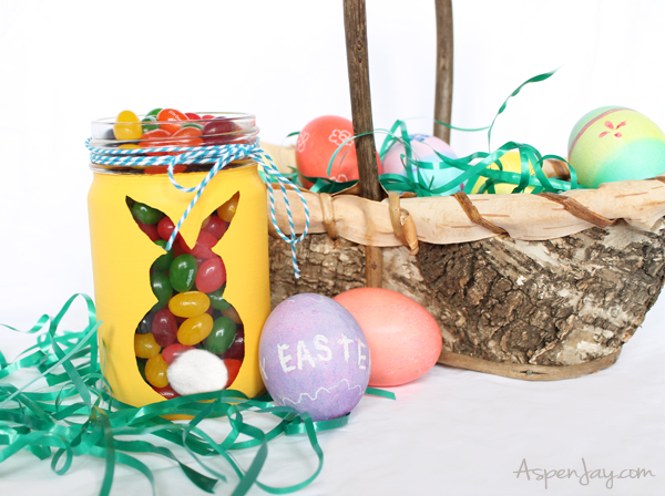 DIY Easter Bunny Jar. Super cute and simple to make. Great use of old jars! 
