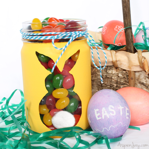 DIY Easter Bunny Jars tutorial. Super cute and simple to make. Great use of old jars!