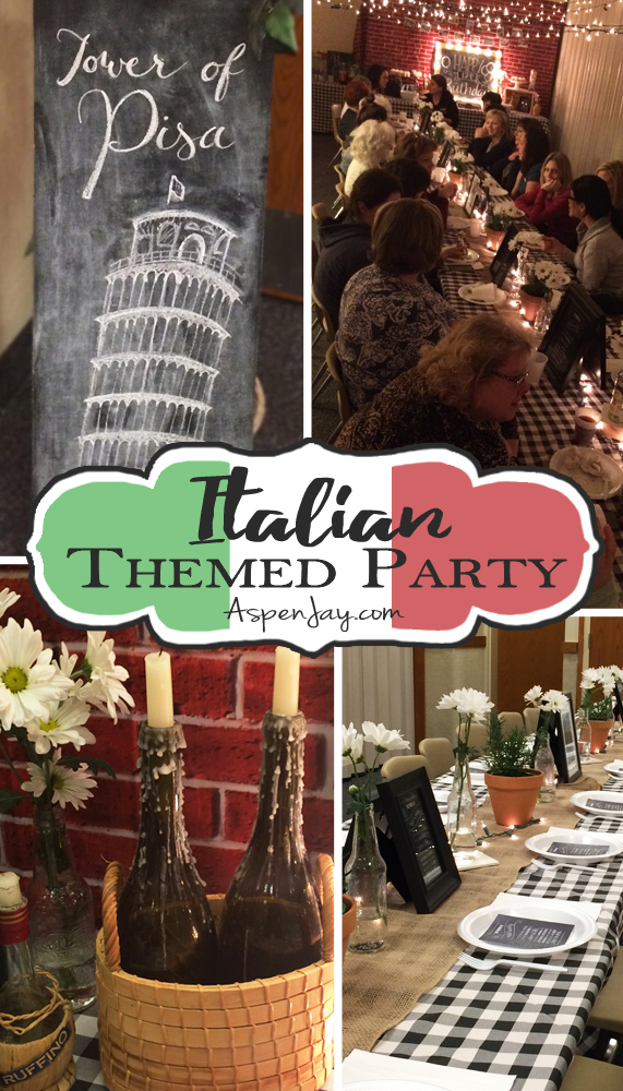 Fun and festive Italian Themed Dinner Party! LOVE the wine bottles and all the little touches! What a great idea for a party!