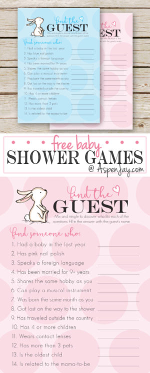 Free Baby Shower Game- Find the Guest - Aspen Jay