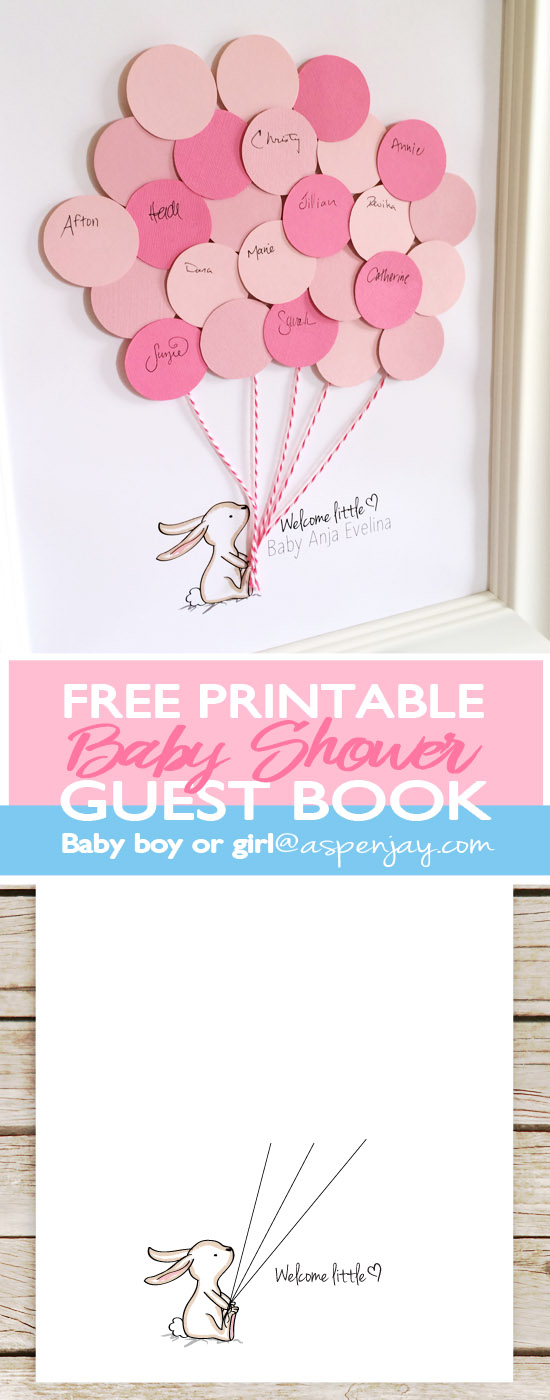 Adorable FREE bunny guest book printable! You can customize the name- this is SO precious! What a great idea to give the mama-to-be and have out at a baby shower! There are even more free printables to go along! Click on this site!