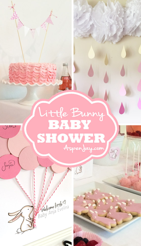 Adorable bunny baby shower ideas! LOVE the bunny! She even gives away free printables!!! That FREE bunny guest book printable is SO cute! You definitely need to pin this one!