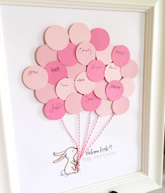 Adorable FREE bunny baby shower guest book printable! You can customize the name- this is SO precious! What a great idea to give the mama-to-be and have out at a baby shower! There are even more free printables to go along! Click on this site!