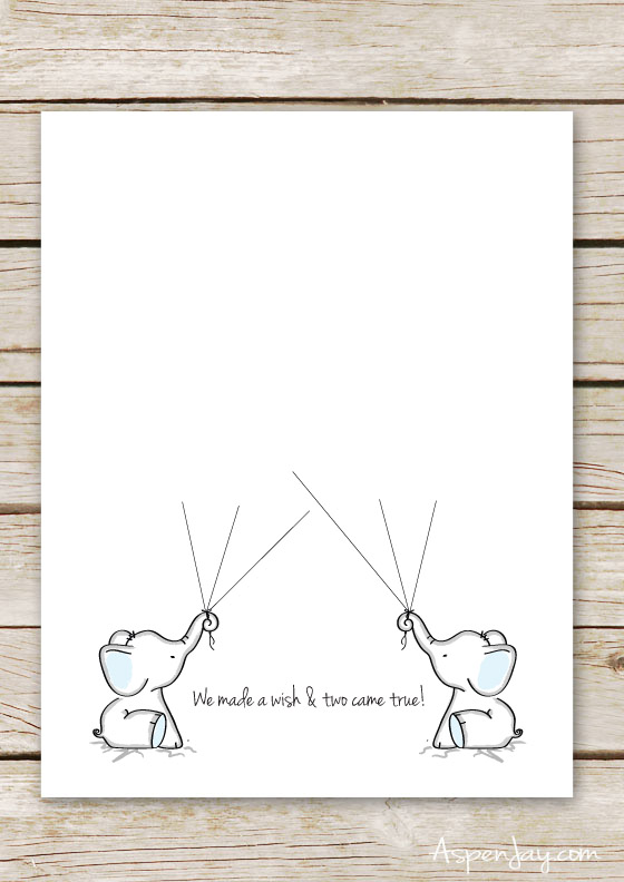FREE Twin Elephant Baby Shower Guest Book Printable. Super sweet idea to use at a baby shower and then hang up in the nursery! Mama-to-be would LOVE it! Pinning for the next baby shower I throw!!
