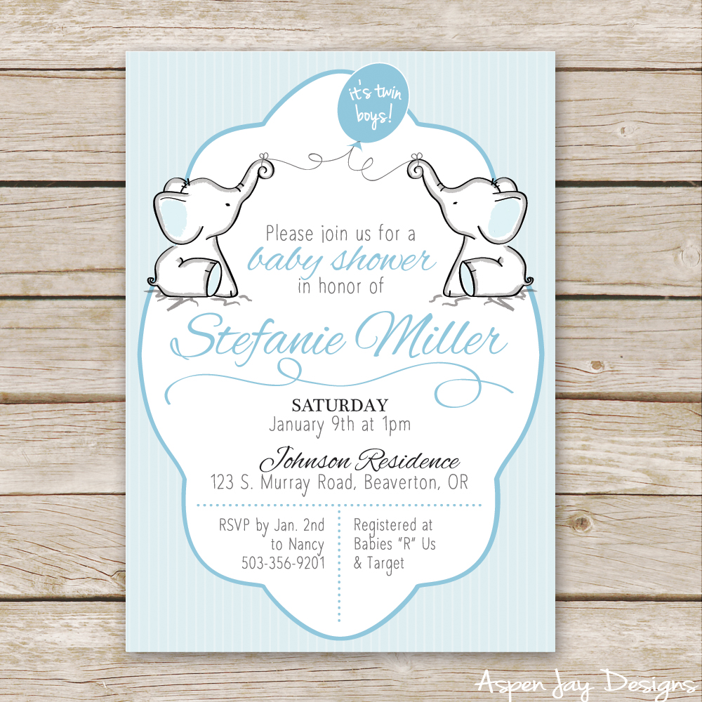 So sweet! Twin Elephant baby shower invites! Not to mention a FREE elephant guest book printable to match! PINNING!!!!