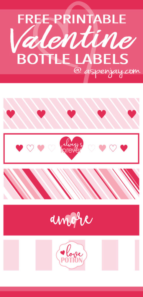 Free printable Valentine bottle labels. An easy way to dress up water bottles at a Valentines Party! Would even be cute as Valentine gifts... she has matching Valentine party printables as well. Definitely PINNING!