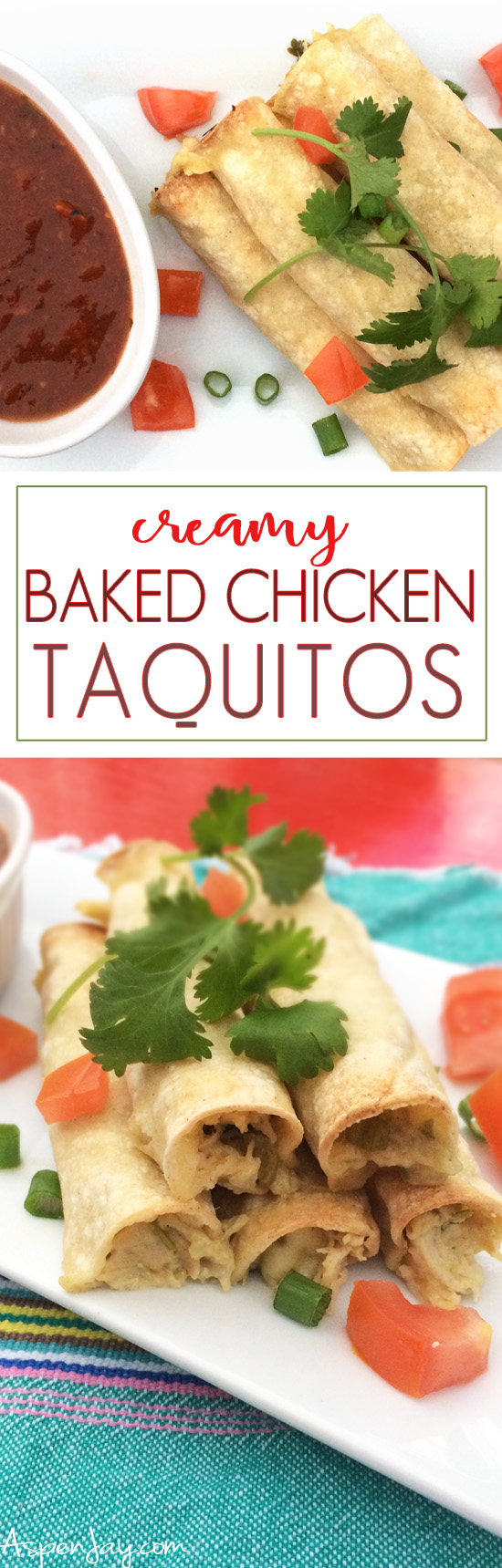 A yummy recipe for creamy baked chicken taquitos. Everyone always asks for the recipe when I make these taquitos. The are delicious and easy to make! 