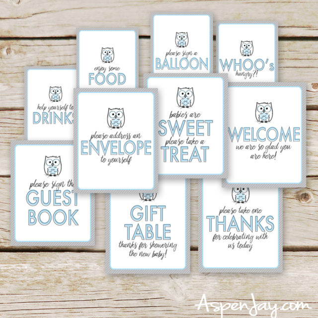 owl themed baby shower - owl party signs - baby shower signs - owl baby shower signs - owl themed baby shower - owl baby shower printables
