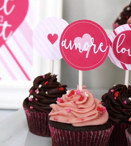 Valentine Cupcake Toppers {free instant download}