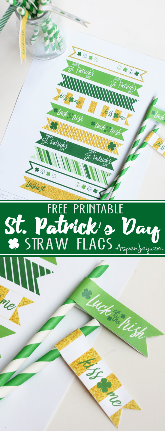 FREE printable St. Patrick's Day Straw Flags. These are SO adorable! Perfect touch to a St. Patrick's Day party! PINNED!