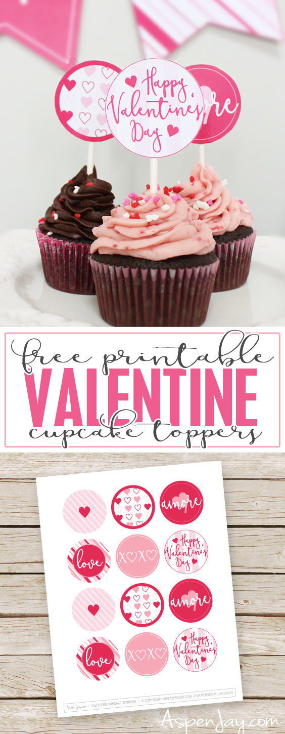 Valentine Cupcake Toppers free Instant Download Aspen Jay