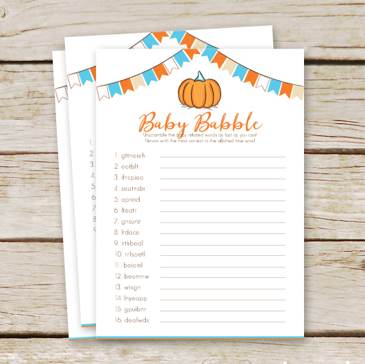 Free Printable Pumpkin Baby Shower Games