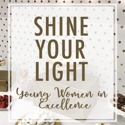 Young Women in Excellence Shine your Light. Wonderful ideas and love the touch of gold everywhere! Simple gold and white party table ideas. Definitely pinning!