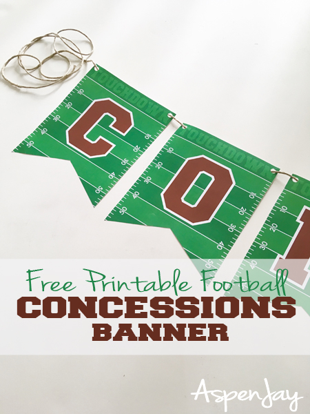 FREE football concessions banner printable! Simply download, print, then party!!! This would be perfect for the concessions stand at my son's football games! Pinned!!! Football Party - Football printable - Football banner