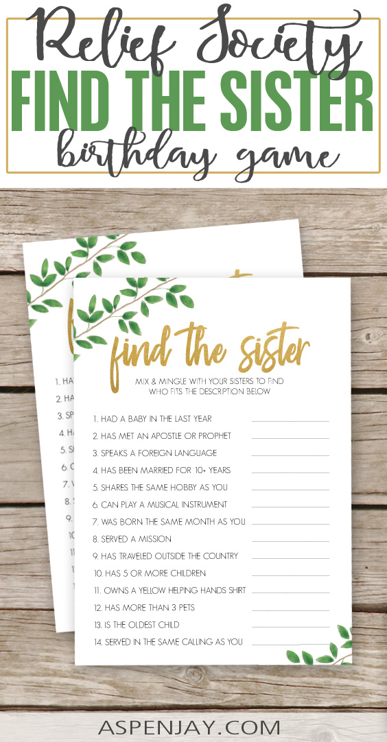 Relief Society Birthday Game to start things off! FREE printable! Such a great way for the sisters to get to know more about each other. More great ideas here! #reliefsocietybirthday #reliefsocietygame #reliefsociety
