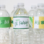 St. Patrick's Day Water Bottle Labels - FREE PRINTABLE!!! Spice up your boring water bottles with these fun festive labels! More matching printables for your party on the blog! #stpatricksday #st.patrick'sday #stpatricksdaylabels #stpatricksdaybottlelabels