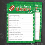 Why not highlight the father-to-be at your football themed baby shower?! Use these FREE printable game cards to quiz your guests to see who knows the daddy-to-be best! Just click on the link to download this awesome football baby shower game!