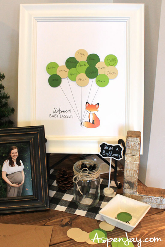 This Fox Guest Book is a cute addition to any baby shower and doubles as a sweet gift for the mama-to-be! And the best part, she is offering it FREE on her blog for a limited time!!! #foxguestbook #woodlandbabyshower #babyshowerguestbook #babyshower #foxbabyshower