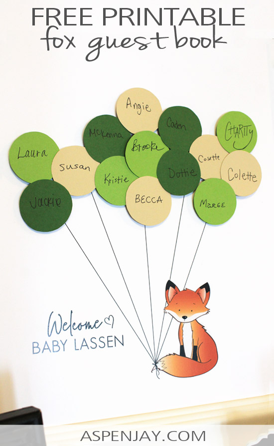 Adorable Fox Guest Book Printable - Aspen Jay