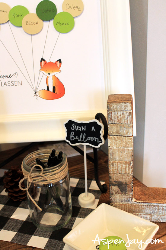This Fox Guest Book is a cute addition to any baby shower and doubles as a sweet gift for the mama-to-be! And the best part, she is offering it FREE on her blog for a limited time!!! #foxguestbook #woodlandbabyshower #babyshowerguestbook #babyshower #foxbabyshower
