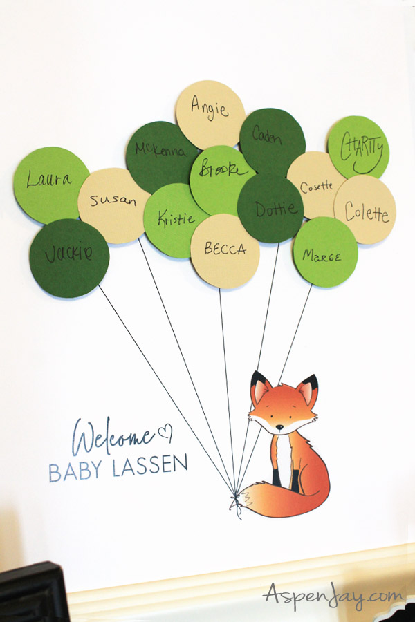 This Fox Guest Book is a cute addition to any baby shower and doubles as a sweet gift for the mama-to-be! And the best part, she is offering it FREE on her blog for a limited time!!! #foxguestbook #woodlandbabyshower #babyshowerguestbook #babyshower #foxbabyshower