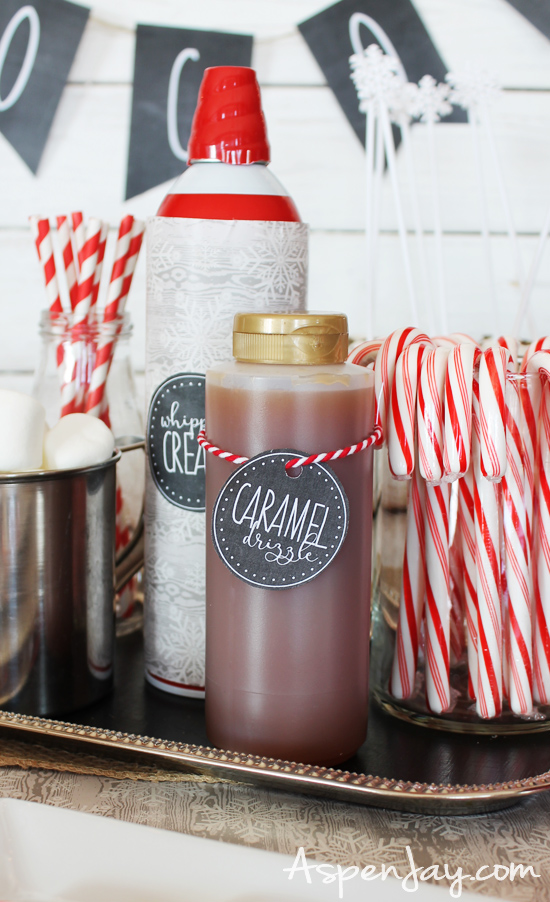 Free printable Hot Cocoa tags to use at your upcoming holiday party! Just download, print, cut and instant party setup! #hotchocolate #freeprintable