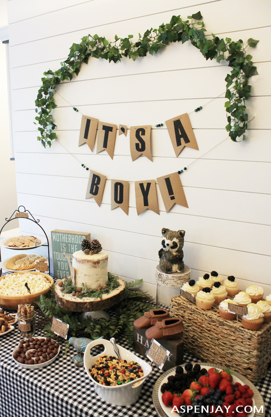 Woodland Themed Baby Shower Food Table - Aspen Jay