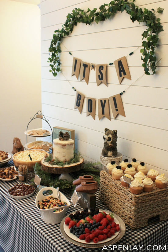 Lots of creative food ideas for a woodland themed baby shower! Definitely pin! #woodlandbabyshower #babyshower #woodland