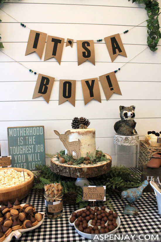 Woodland Themed Baby Shower Food Table - Aspen Jay