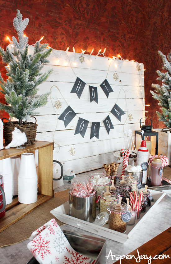 3 Pieces Hot Cocoa Bar Kit Includes 1 Hot Cocoa Banner 2 Hot Chocolate Bar  Sign Hot Cocoa Bar Accessories for Christmas Winter Holiday Birthday Baby