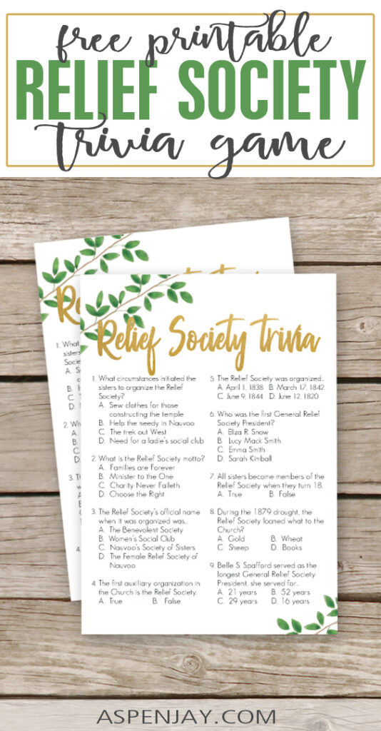 This free printable Relief Society Trivia Game is a great activity to help your sisters learn a little bit more about some Relief Society history in a fun way! #reliefsocietytrivia #reliefsociety #reliefsocietybirthday