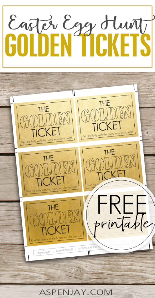 Such a fun idea to have a golden Easter egg hunt! Included are free printable golden tickets and golden egg prize labels! #goldeneasteregg #easteregghunt #goldentickets #goldeneggs