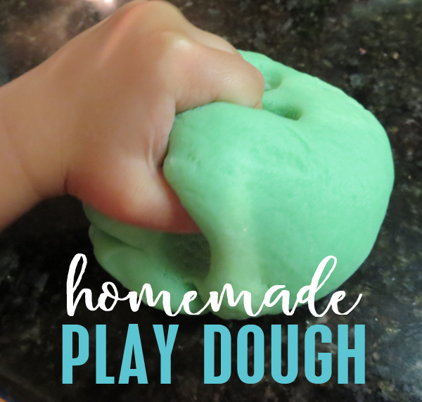 Easy recipe for homemade play dough! Guaranteed to keep the kids entertained for hours! Also a list of other fun activities for kids to do inside. #quarantine #homemadeplaydough